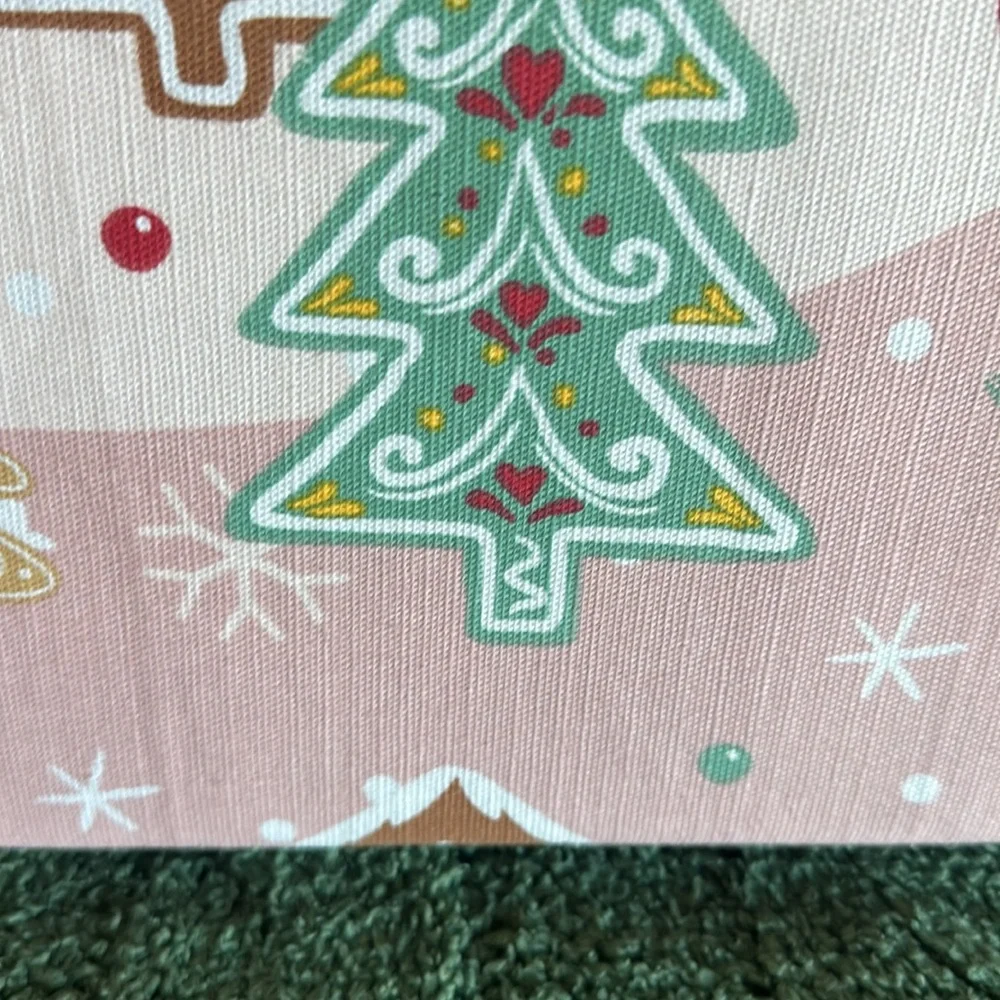 COPY - Twilight Town cotton Fabric Shower Curtain Pink Gingerbread House NEW